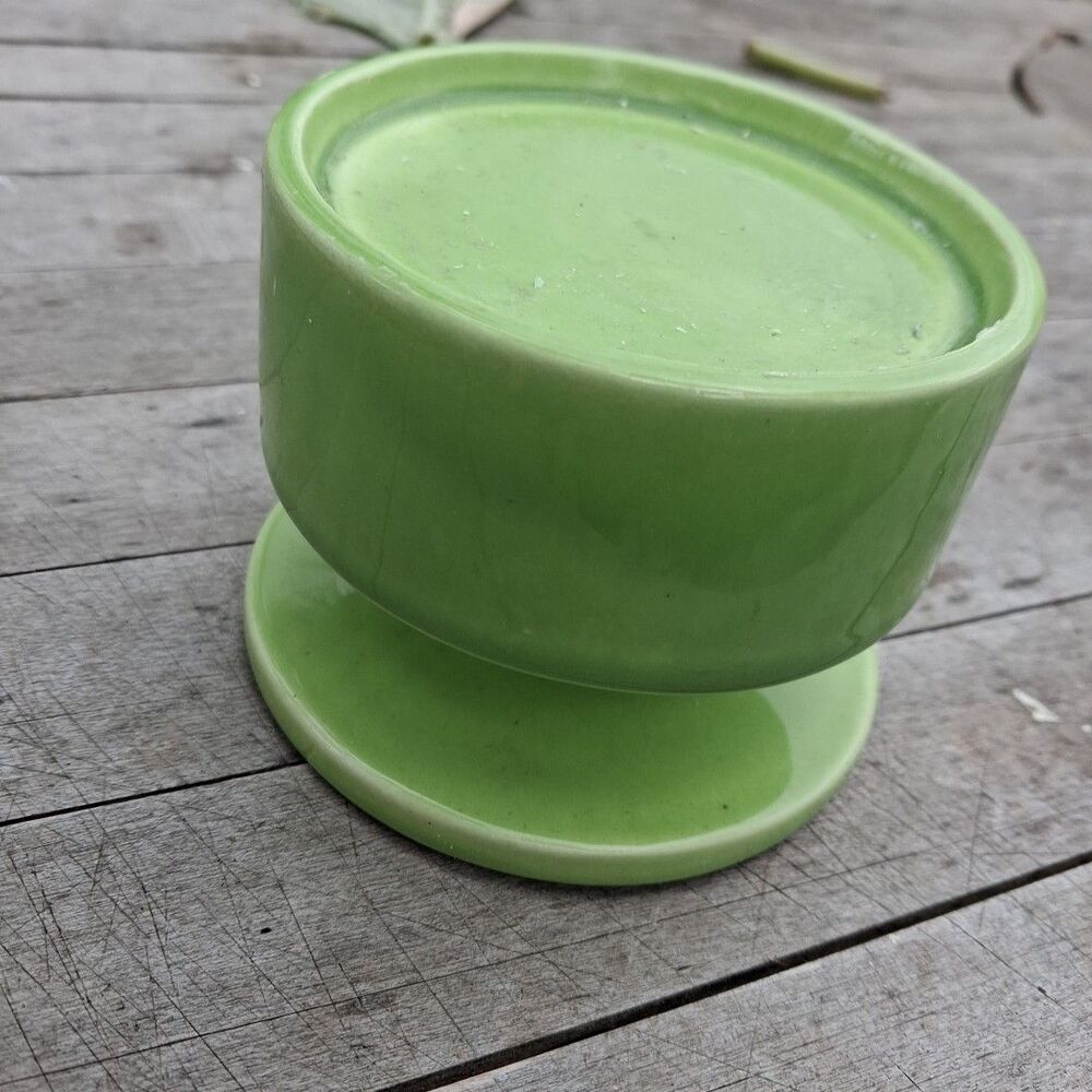 Vintage Designed By Lenox MCM Avocado Green Pedistill Candle Holder